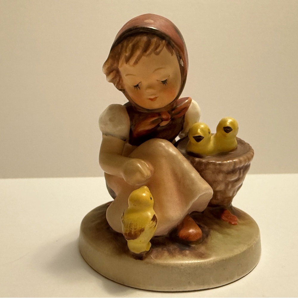 Charming Girl with Chicks Figurine
